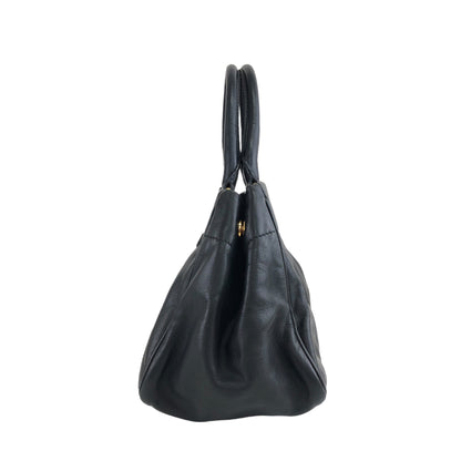 PRADA Logo Ribbon Two-way Handbag Shoulder bag Black Vintage c5u3fj