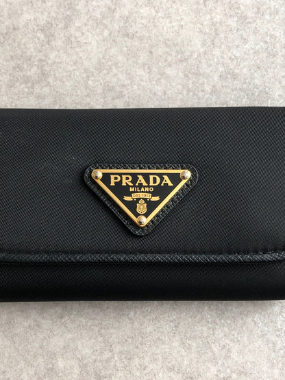 PRADA Triangle Logo Key Case Black 1PG222 Vintage yngsxb