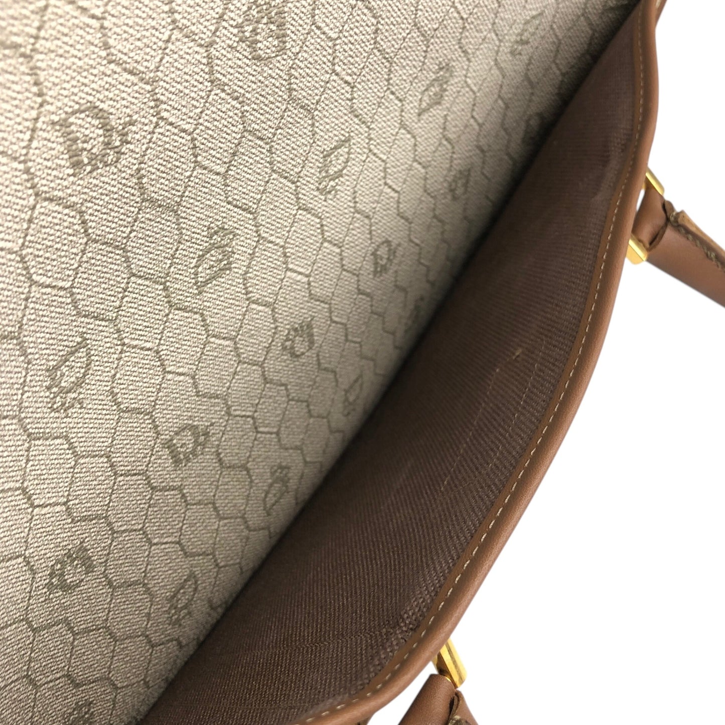Christian Dior Honeycomb Pattern Handbag Beige Vintage r4yh5k