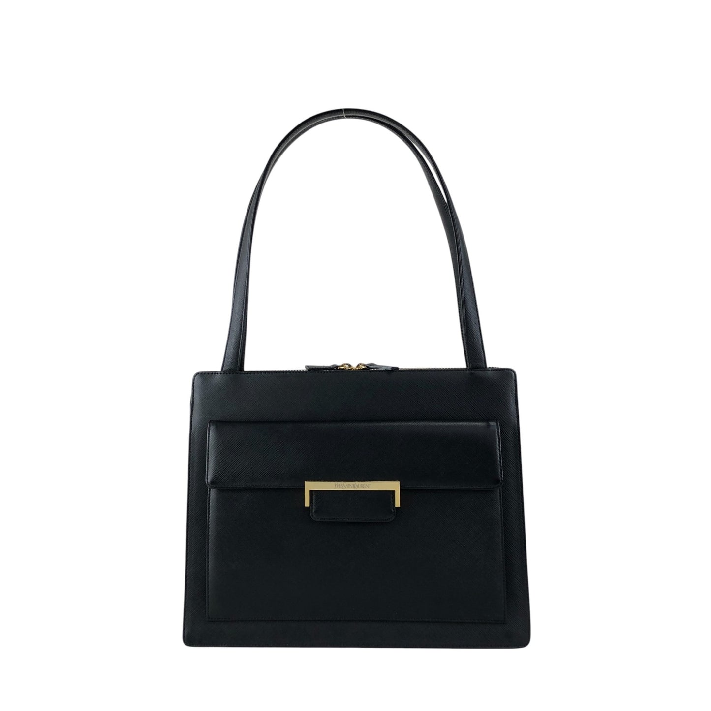 Yves Saint Laurent Logo Handbag Black Vintage fguw8w