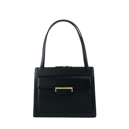 Yves Saint Laurent Logo Handbag Black Vintage fguw8w