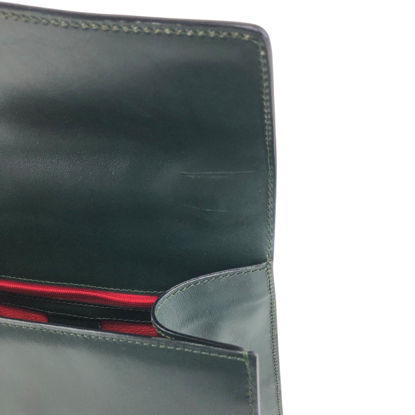 CELINE Front Buckle Handbag Dark Green Vintage c2gxe7