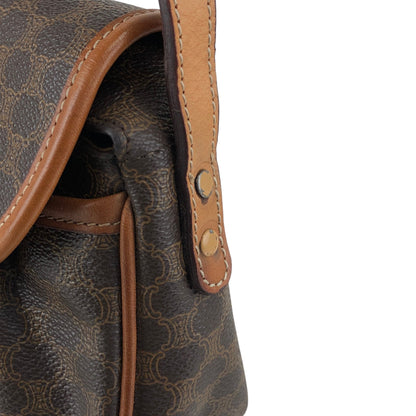 CELINE Macadam Front Buckle Shoulder bag Brown Vintage vryvsx