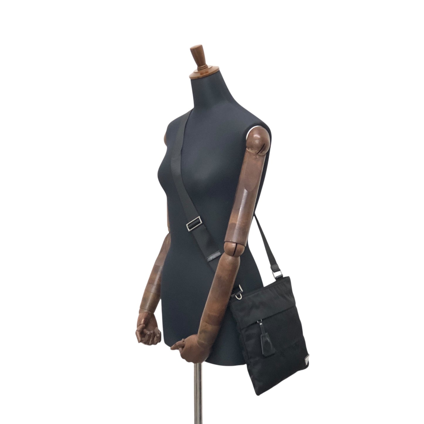 PRADA Tessuto Triangle Logo Shoulder bag Black Vintage f7iw67