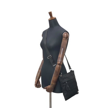 PRADA Tessuto Triangle Logo Shoulder bag Black Vintage f7iw67