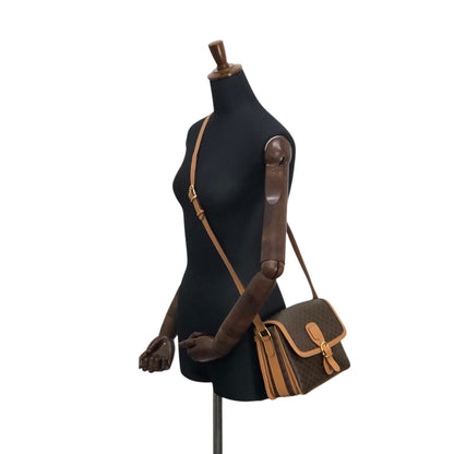 CELINE Macadam Blason Front Buckle Shoulder bag Brown Vintage zfp76j