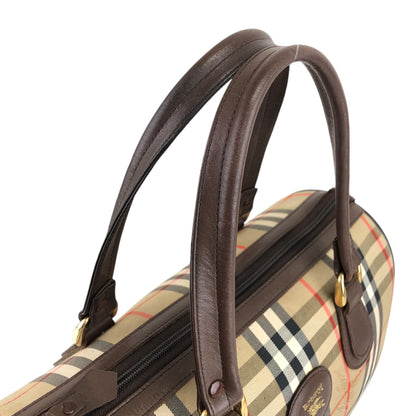 BURBERRY Classic Check Logo Handbag Boston bag Beige Vintage p2ptmi