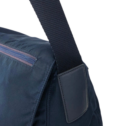 PRADA Tessuto Triangle Logo Front Buckle Shoulder bag Navy Vintage rj8wam