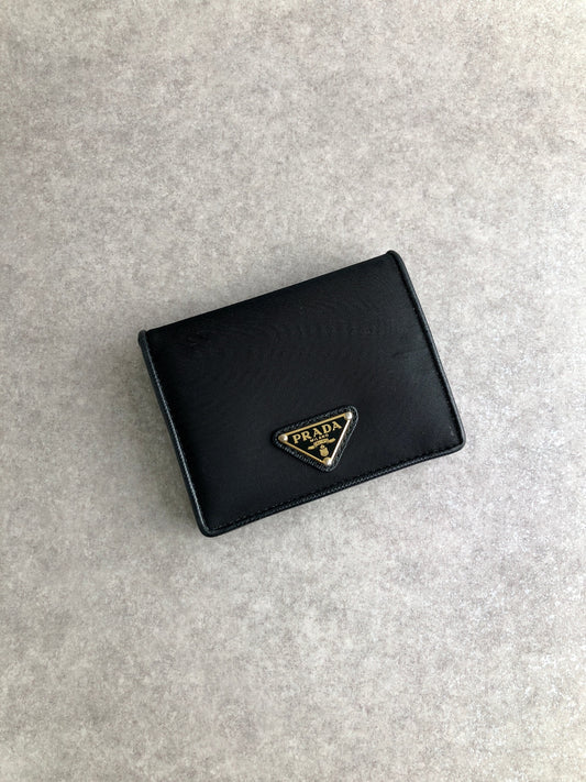 PRADA Triangle Logo Folded Wallet Black Vintage 86n5x7