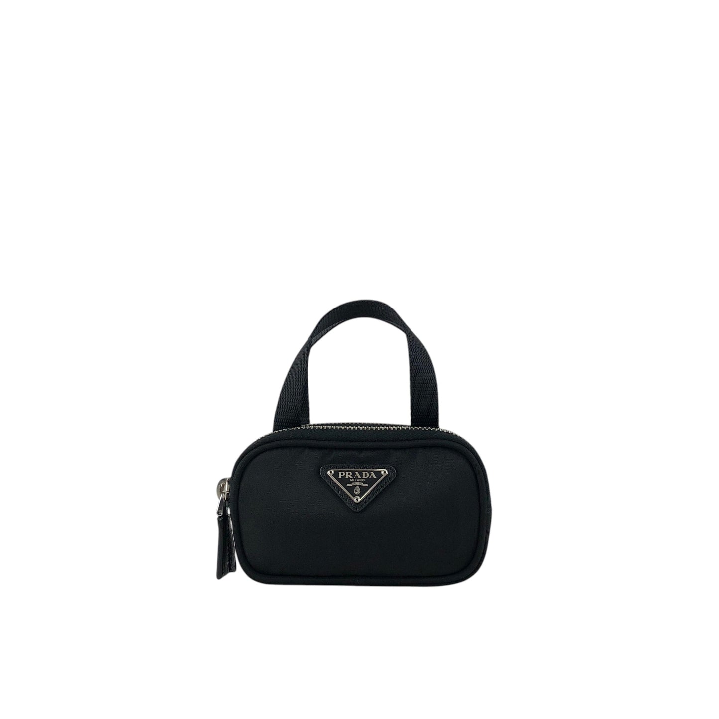 PRADA Tessuto Triangle Logo Small Handbag Pouch Black 1N1346 Vintage ntidxe