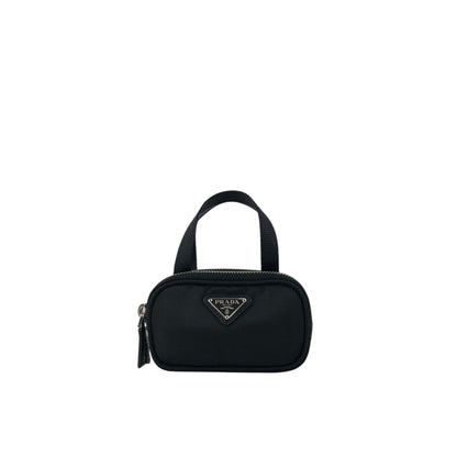 PRADA Tessuto Triangle Logo Small Handbag Pouch Black 1N1346 Vintage ntidxe