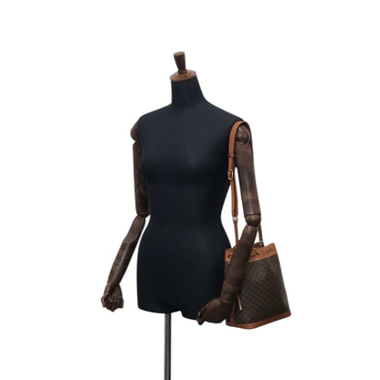 CELINE Macadam Drawstring Small Shoulder bag Brown Vintage kzhdhu