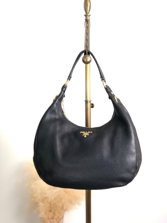 PRADA Logo Shoulder bag Black Vintage 85ce8c