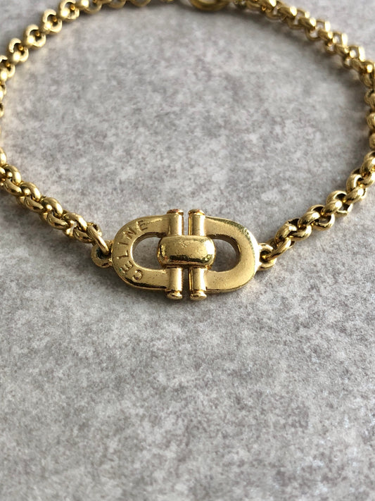 CELINE Horse Bit Bracelet Gold Vintage mu2jn4
