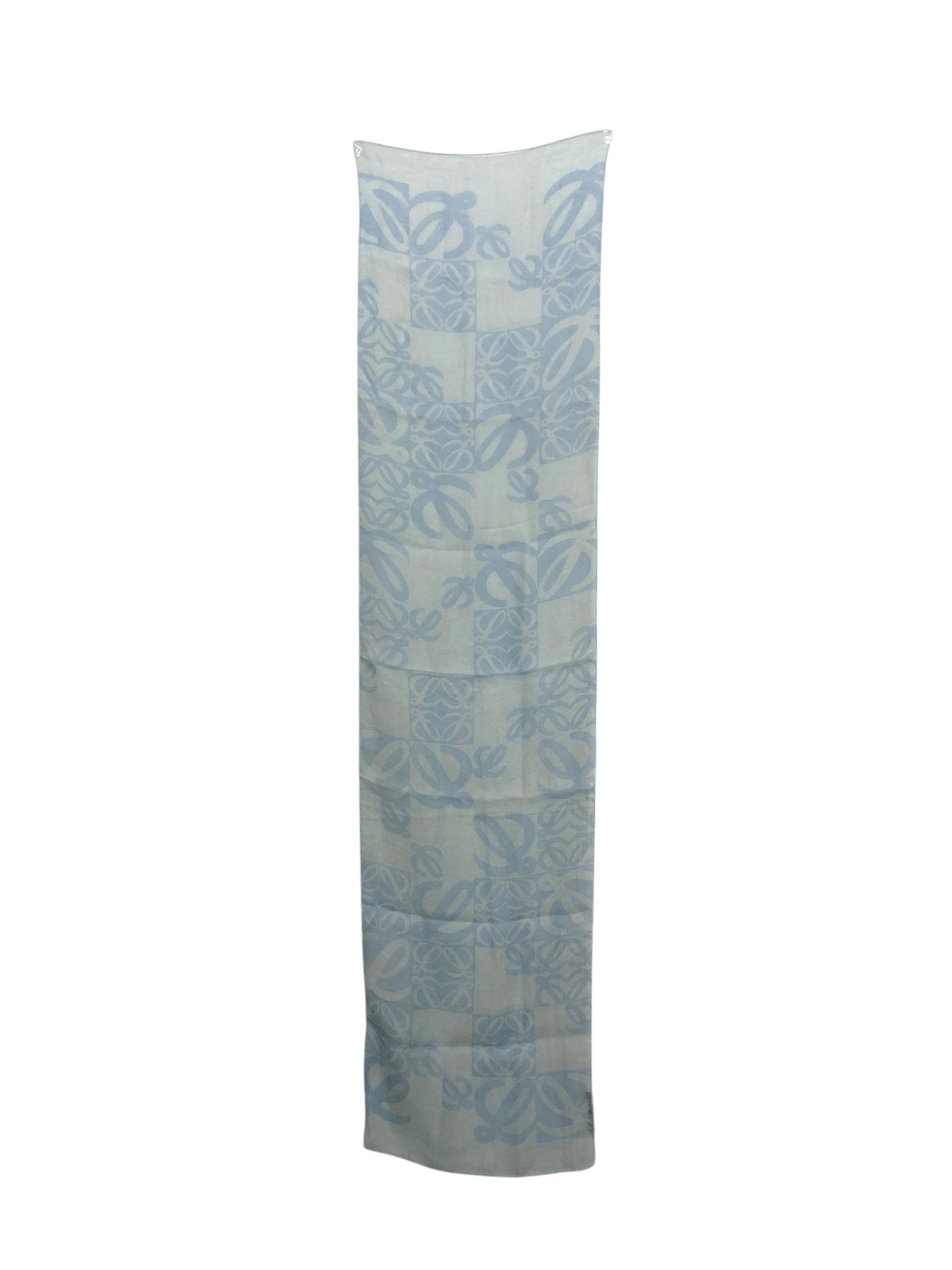 LOEWE Anagram Linen Scarf Blue Vintage a2vpyd