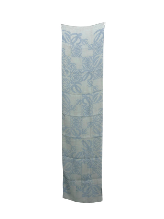 LOEWE Anagram Linen Scarf Blue Vintage a2vpyd