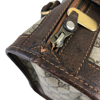 GUCCI Sherry Line GG Canvas Handbag Boston bag Brown Vintage pcefbw