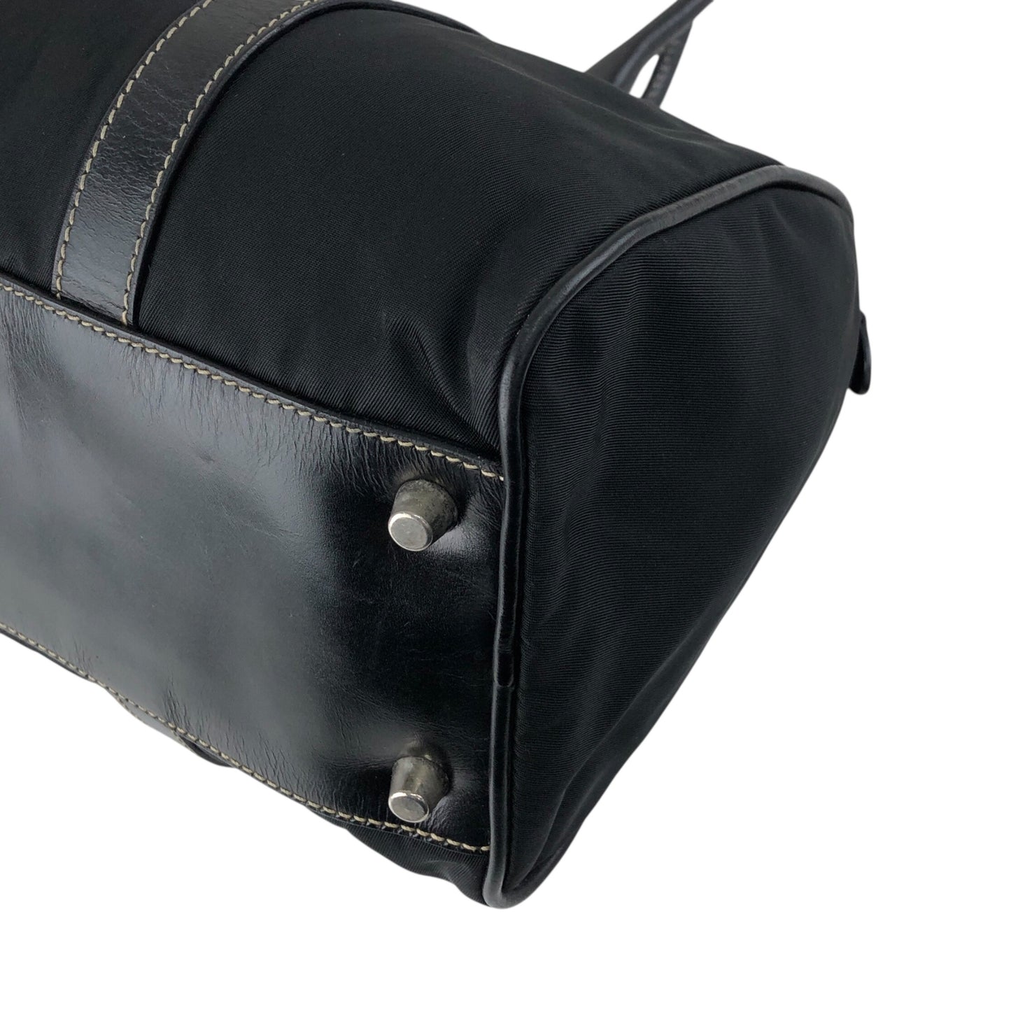 PRADA Triangle Logo Small Boston bag Handbag Black Vintage ixt5hp