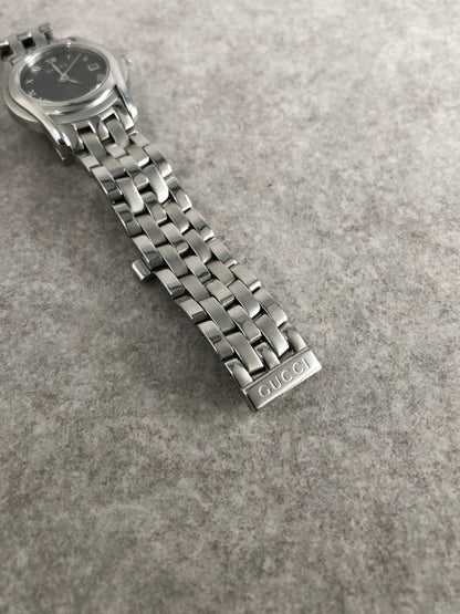 GUCCI Logo Quartz Watch Silver 5500L Vintage wbu438