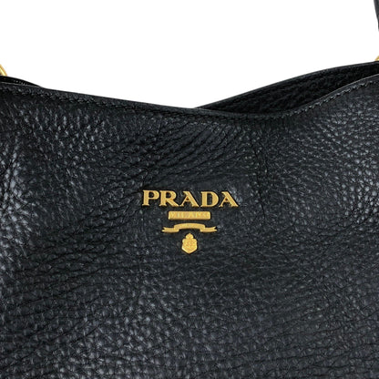 PRADA Logo Two-way Handbag Shoulder bag Black Vintage yhj7uy