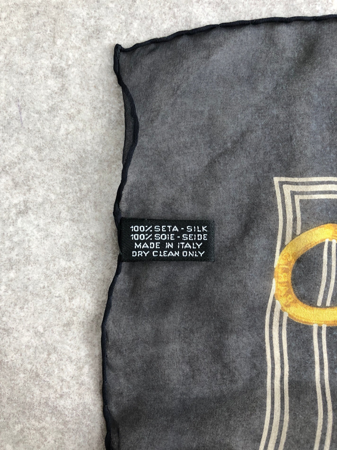 CELINE Blason Silk Scarf Navy Vintage rfgt75