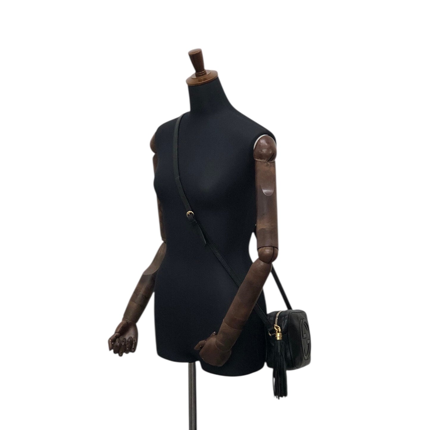 GUCCI Interlocking Tassel Crossbody Shoulder bag Black Vintage svpa7z