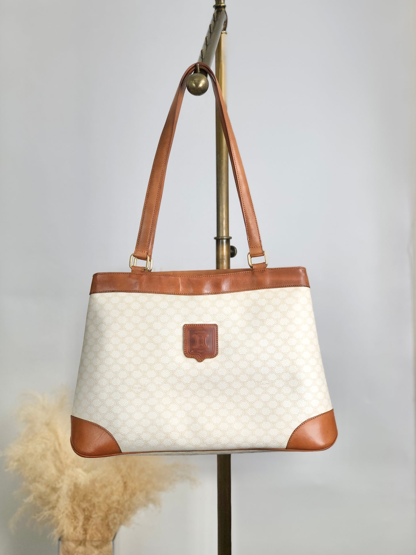 CELINE Macadam Blason Handbag White Vintage jebkgk