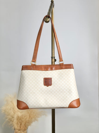 CELINE Macadam Blason Handbag White Vintage jebkgk