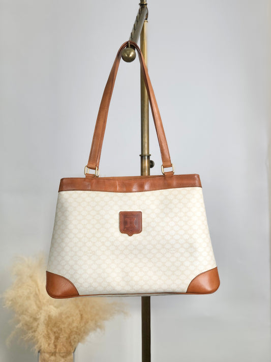 CELINE Macadam Blason Handbag White Vintage jebkgk