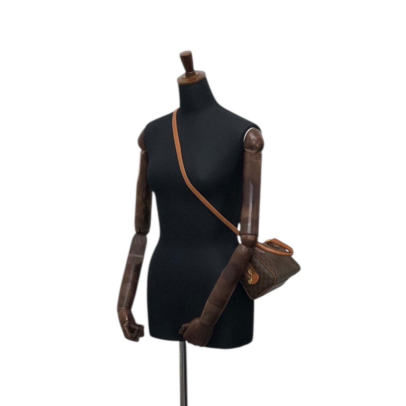 CELINE Macadam Two-way Handbag Shoulder bag Brown Vintage irexp5