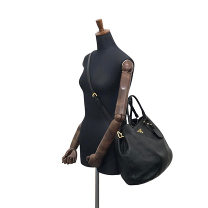 PRADA Logo Two-way Handbag Shoulder bag Black Vintage 5umuja