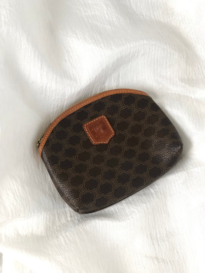 CELINE Macadam Blason  PVC Leather Pouch Brown Vintage  6yn7rb