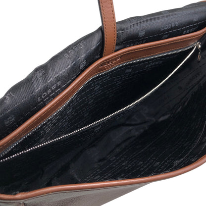 LOEWE Logo Embossed Shoulder bag Brown Vintage 7c7s5w