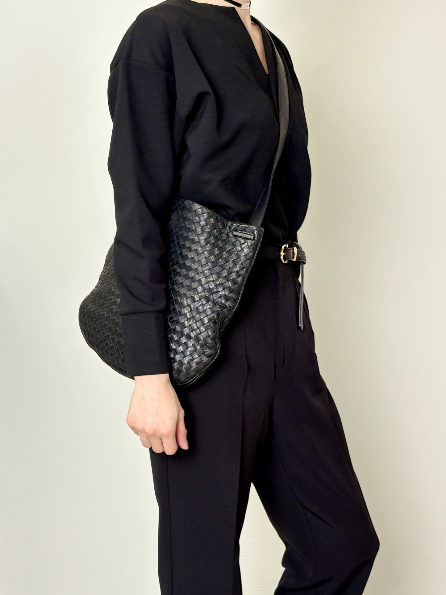Bottega Veneta Intrecciato Shoulder bag Black Vintage e8ihib