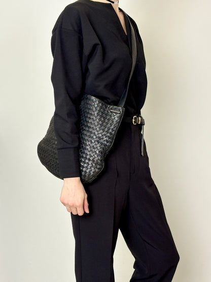 Bottega Veneta Intrecciato Shoulder bag Black Vintage e8ihib
