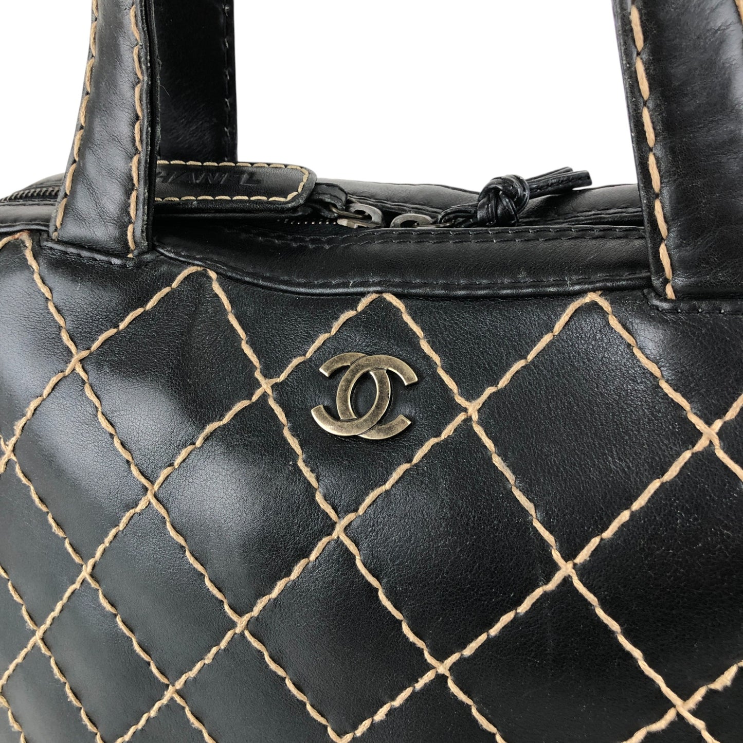 CHANEL Coco Mark Wild Stitch Totebag Black Vintage hvn8p8