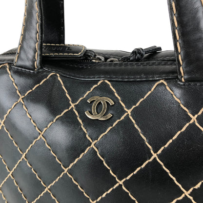 CHANEL Coco Mark Wild Stitch Totebag Black Vintage hvn8p8