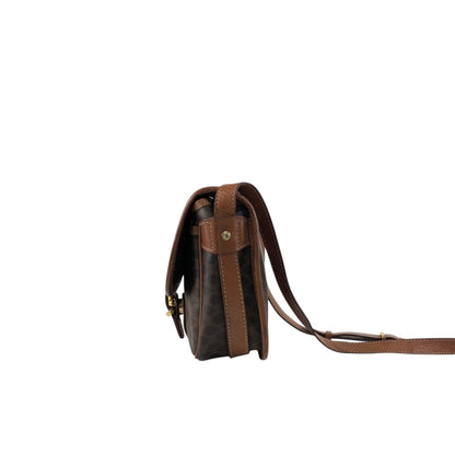 CELINE Macadam Blason Front Buckle Shoulder bag Brown Vintage ketsrv