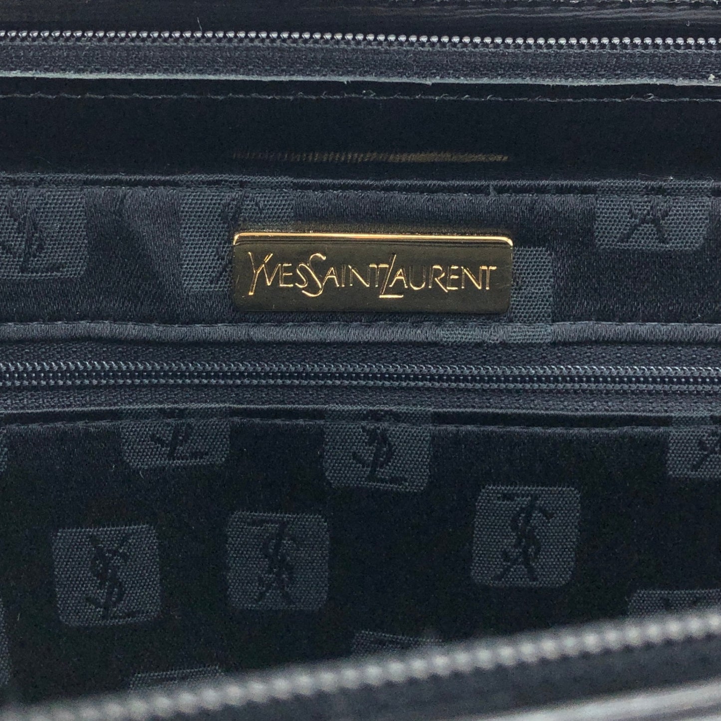 Yves Saint Laurent Logo Charm Handbag Black Vintage 7mza73