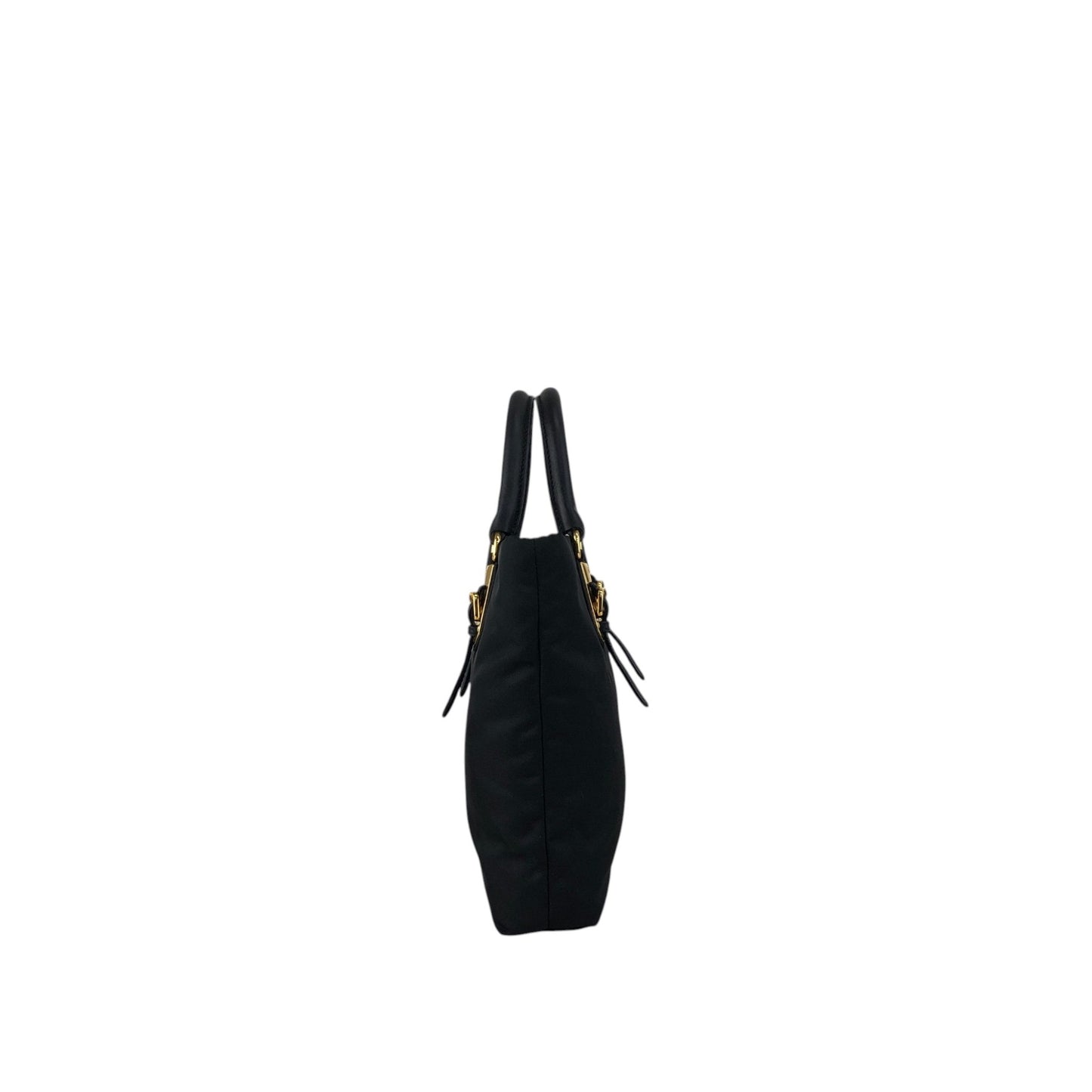 PRADA Logo Front Buckle Handbag Black Vintage rm4ygr