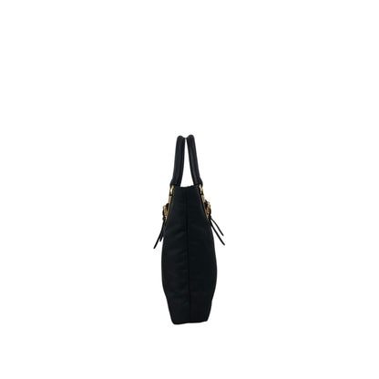 PRADA Logo Front Buckle Handbag Black Vintage rm4ygr