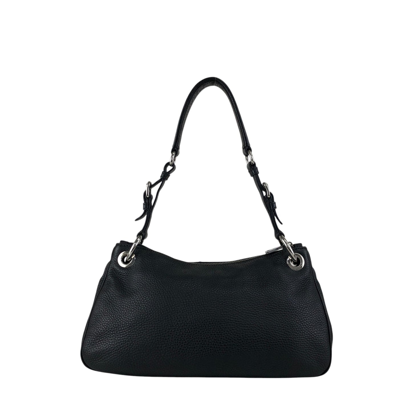 PRADA Logo Shoulder bag Hobobag Black Vintage 3hyfab