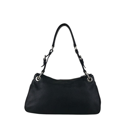 PRADA Logo Shoulder bag Hobobag Black Vintage 3hyfab