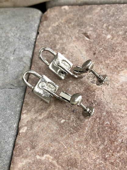 Christian Dior Logo Earrings Silver Vintage sdenbn