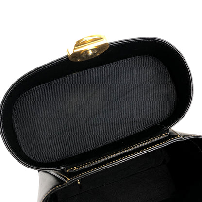 VALENTINO GARAVANI Medal Motif Handbag Vanity bag Black Vintage 68dag4