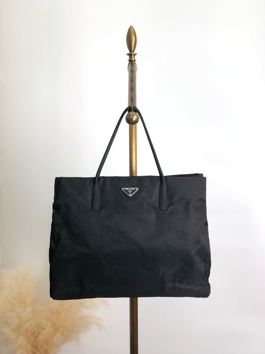 PRADA Triangle Logo Totebag Black Vintage cudg5j