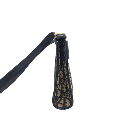 Christian Dior Trotter CD 標誌提花皮革肩背包海軍藍復古 c35cce 
