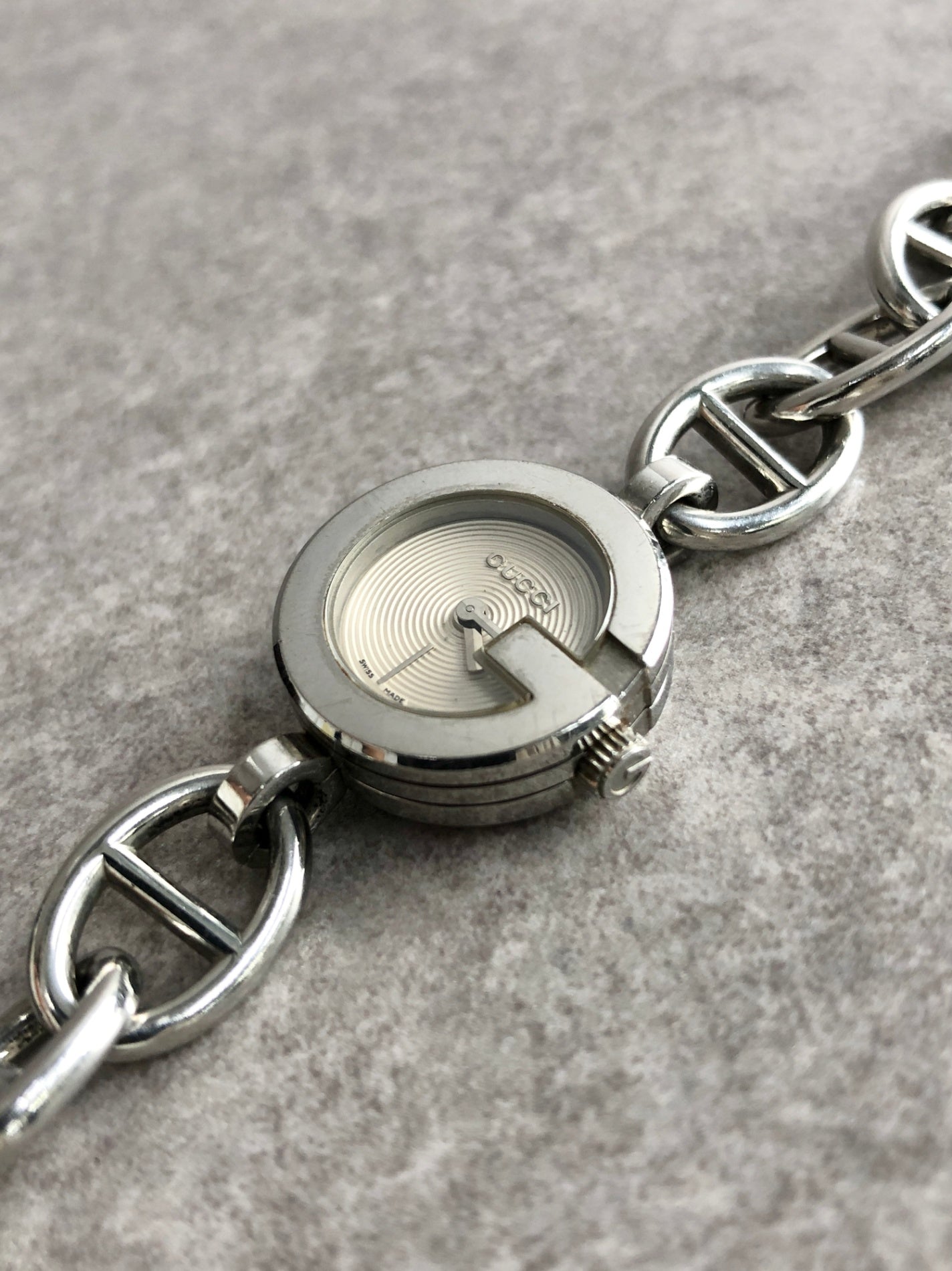 GUCCI Logo Bracelet Watch Silver Vintage 28nhzx