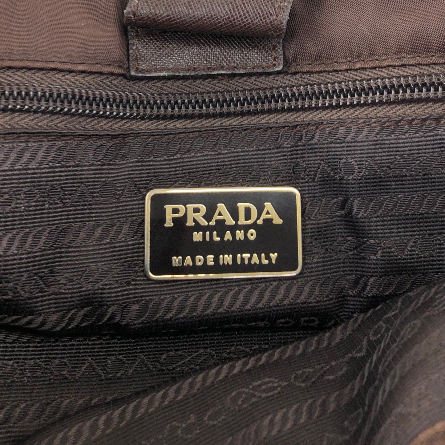 PRADA Triangle Logo Chain Shoulder bag Brown Vintage da3gbv