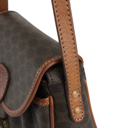 CELINE Macadam Blason Front Buckle Shoulder bag Brown Vintage iv3thu